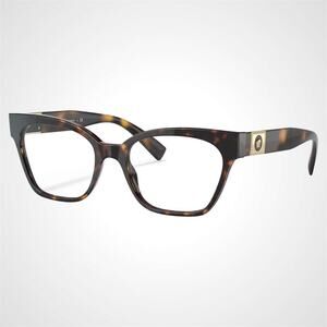 New VERSACE Eyeglasses Brown Cat Eye 53-18-140mm Gold Medusa Versace